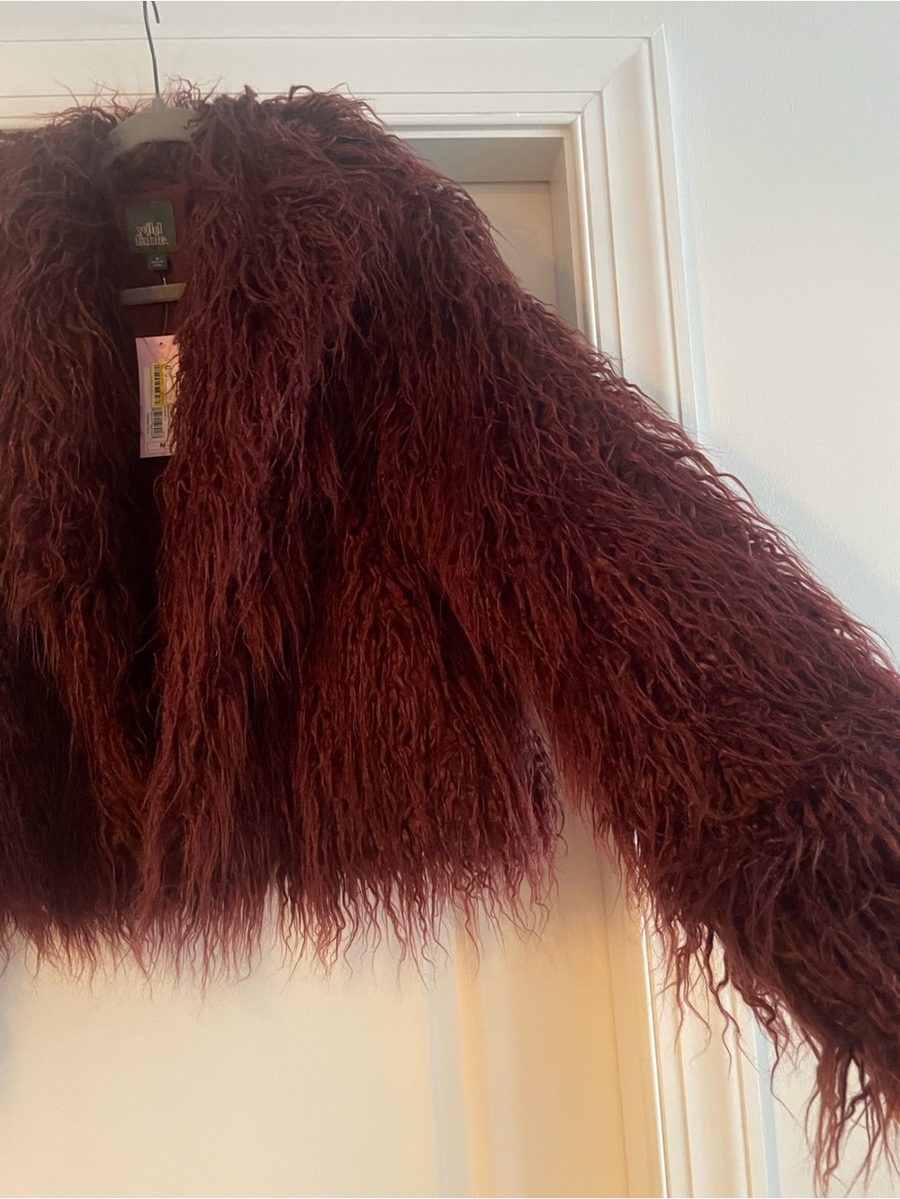 wild fable Faux Fur Shag Jacket in Deep Wine - Picture 3 of 4